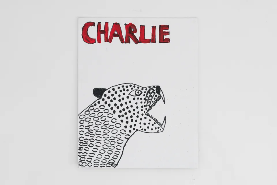 Charlie leopard painting on the gallery wall